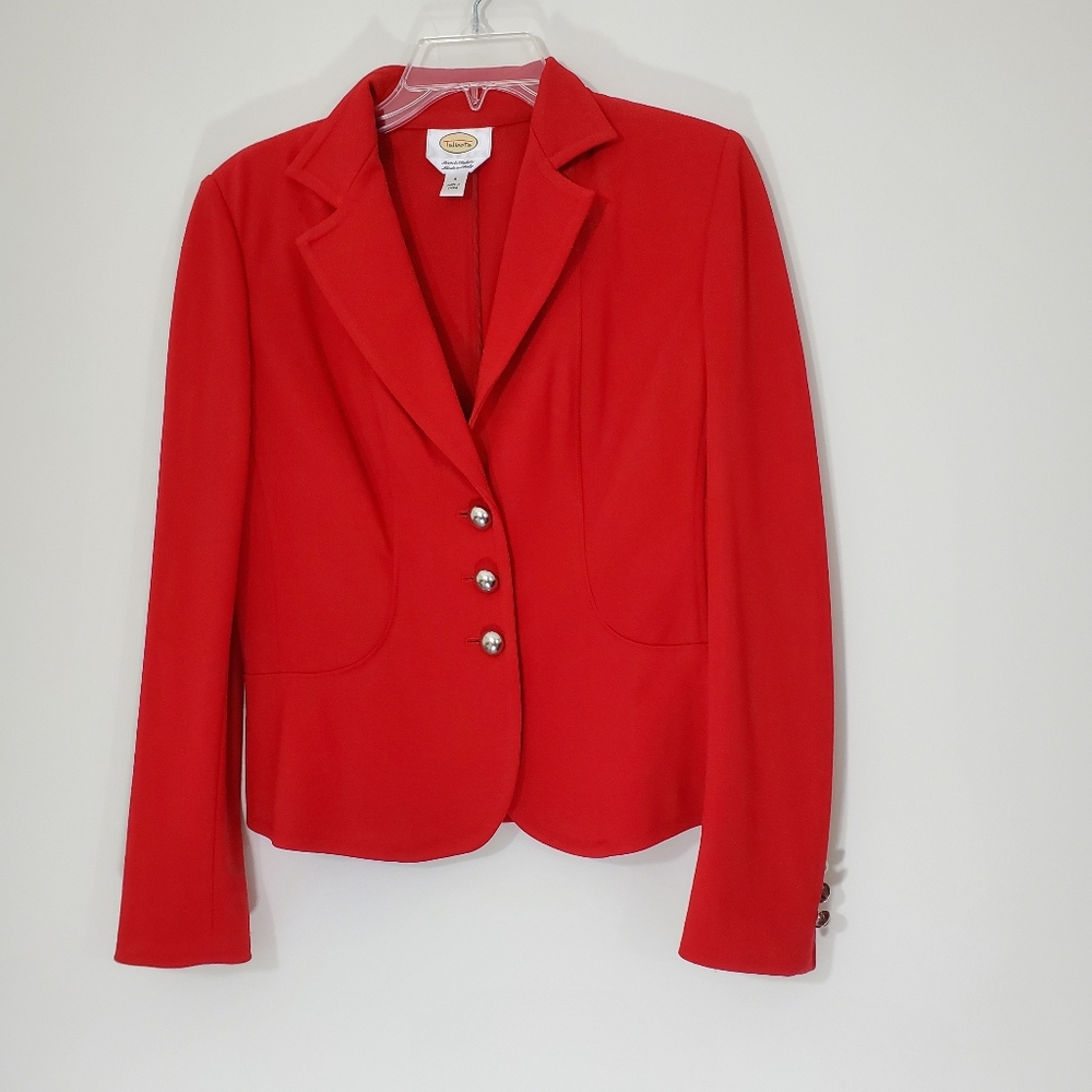Talbots Red Button Front Jacket, Size 4 - Picture 3 of 12